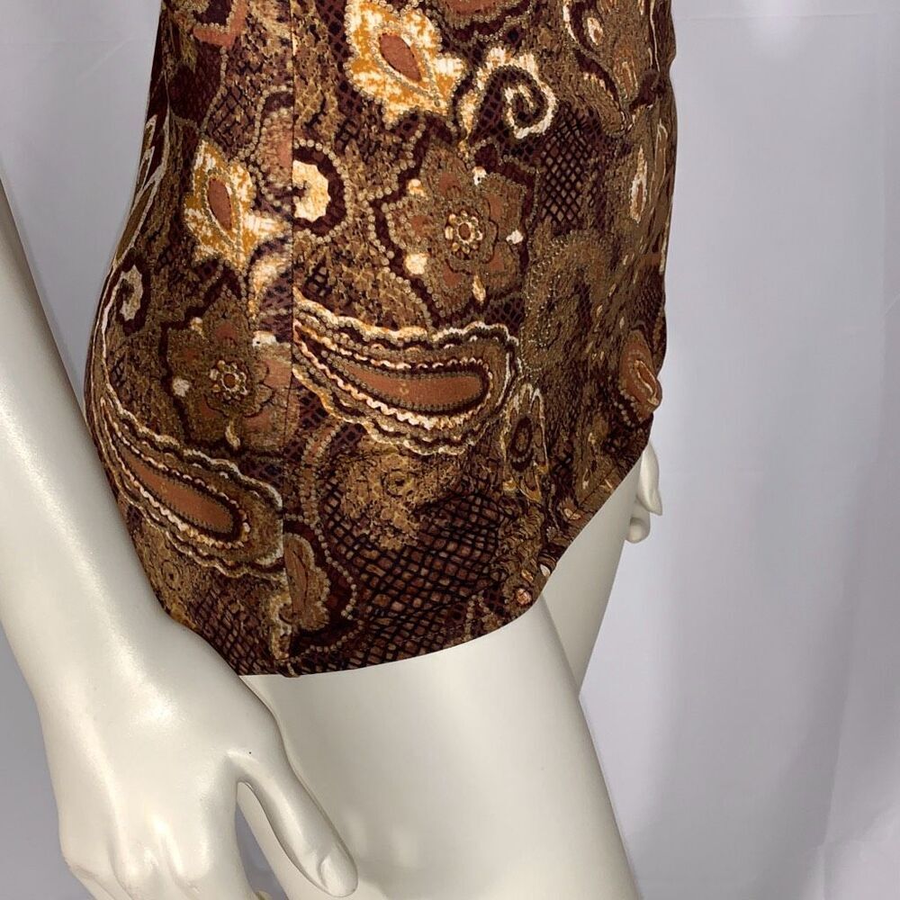 Vintage Maxine Women's Paisley Sleeveless Print Swimsuit Brown Gold Size 14 - Picture 4 of 16